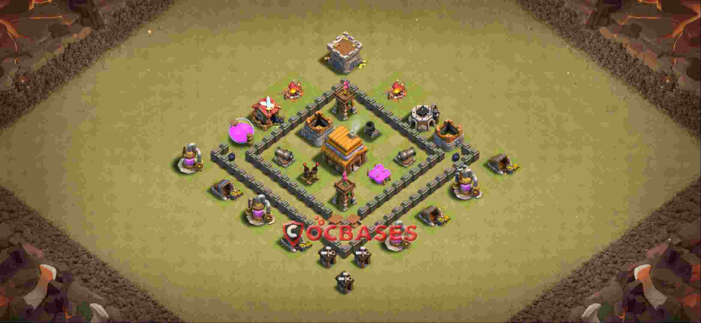 Town Hall 4 Base -war – Layout id: txfx4 base layout