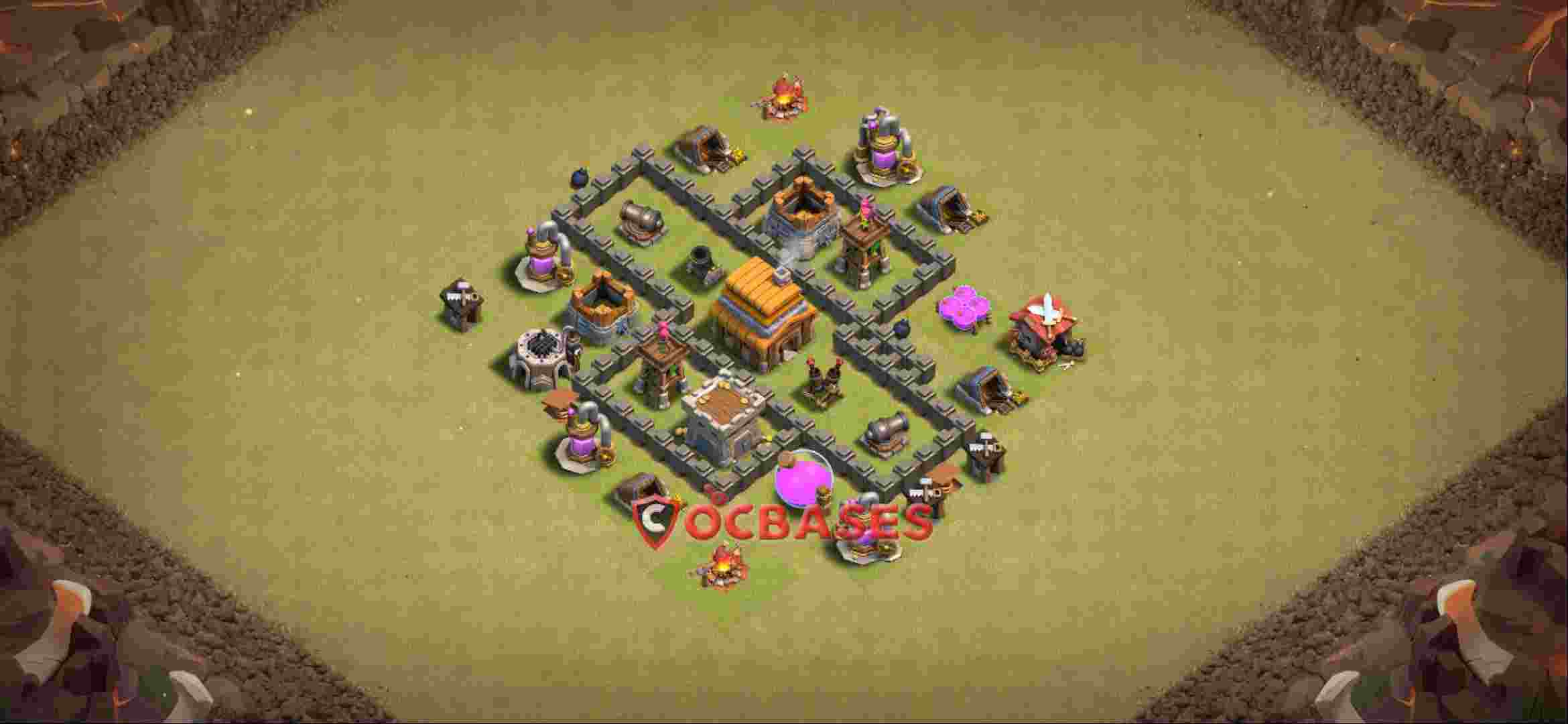 Town Hall 4 Base -war – Layout id: 038q9 base layout