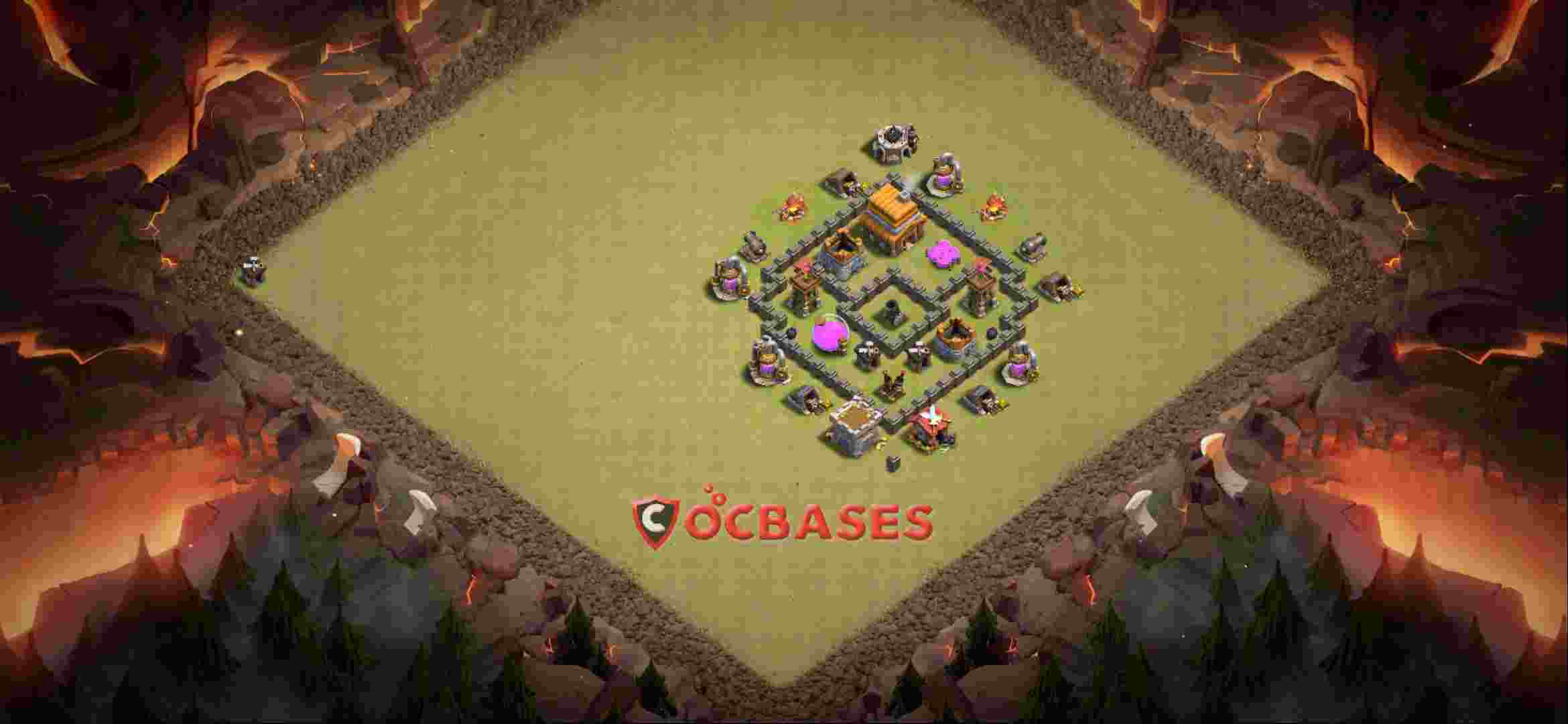 Town Hall 4 Base -war – Layout id: l2wf7 base layout