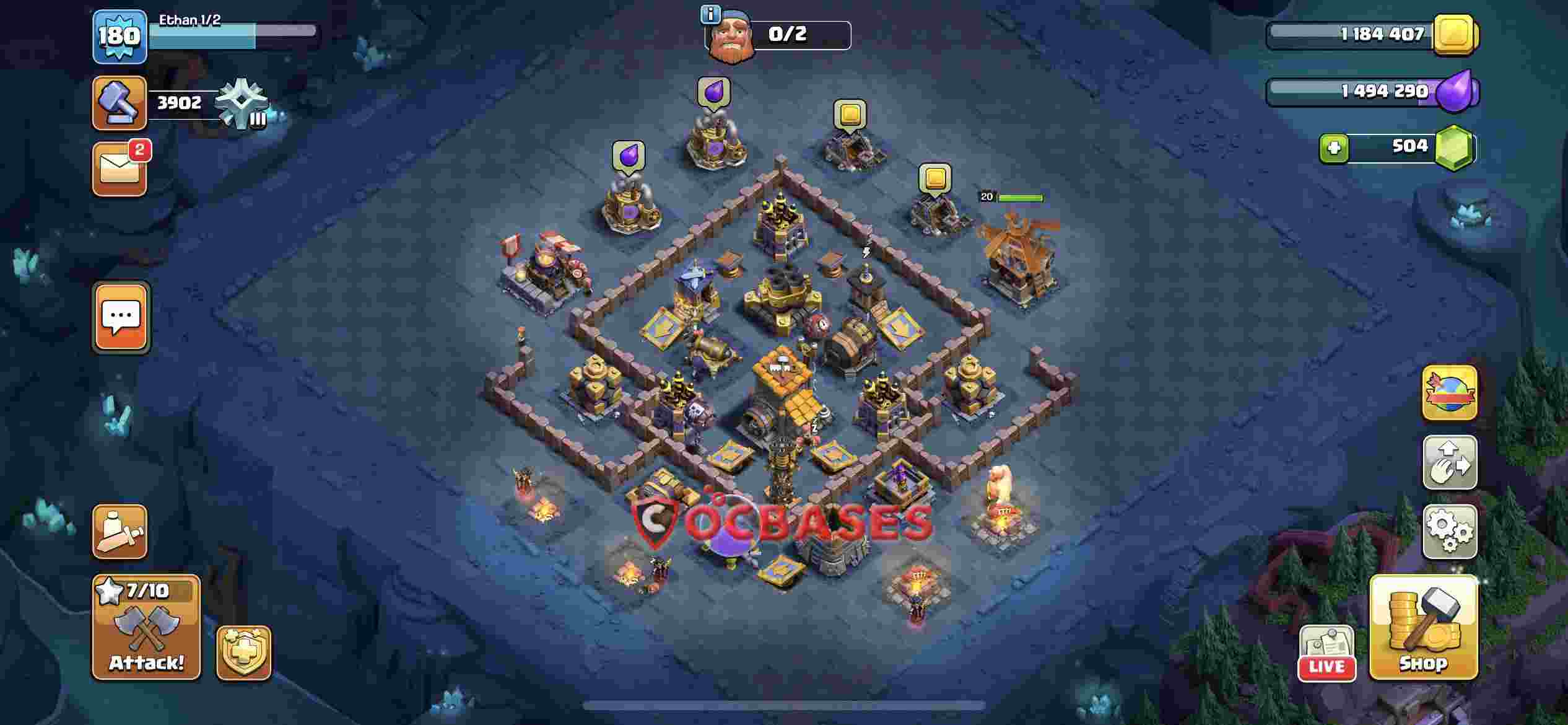 Builder Hall 10 Base -trophy – Layout id: t99e4 base layout, image 2