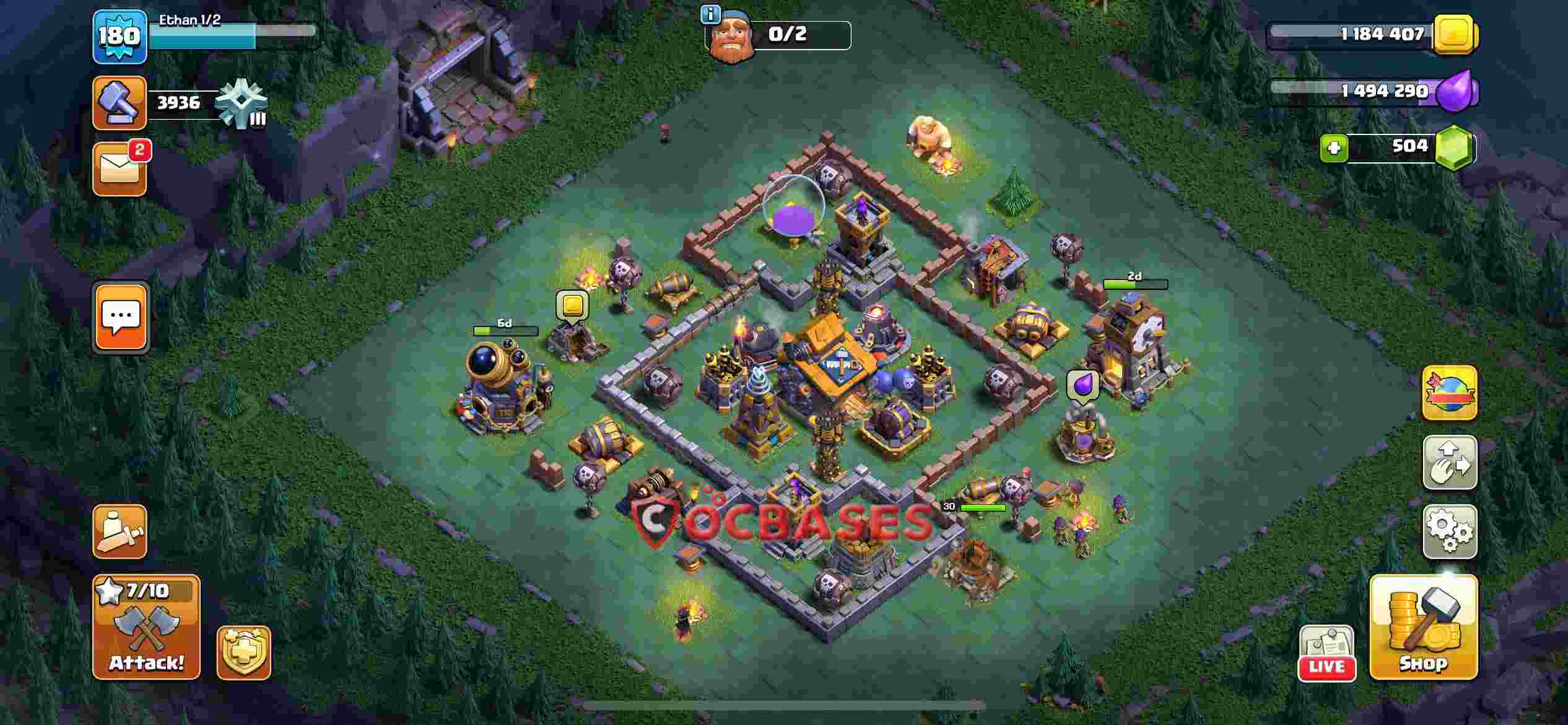 Builder Hall 10 Base -trophy – Layout id: t99e4 base layout, image 1
