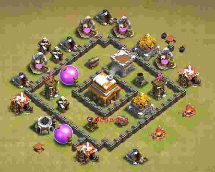 Town Hall 4 Base – Layout id: h5539 base layout