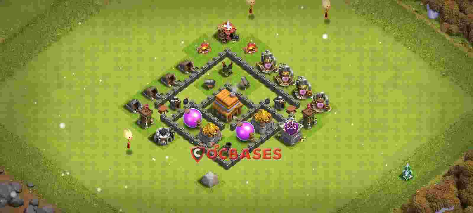 Town Hall 4 Base – Layout id: vvk87 base layout
