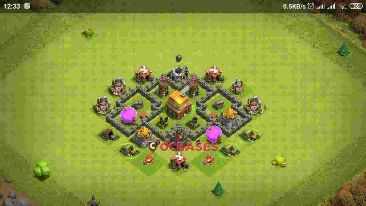Town Hall 4 Base – Layout id: 7qvuk base layout