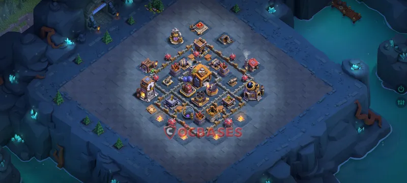 Builder Hall 7 Base -trophy – Layout id: a0uou base layout, image 1