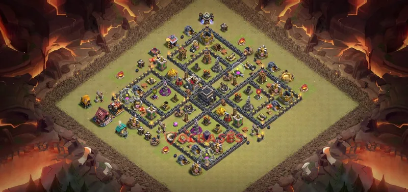 Town Hall 9 Base -war – Layout id: dat6d base layout, image 1