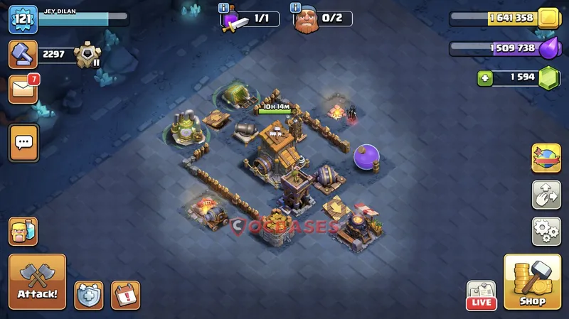Builder Hall 6 Base -trophy – Layout id: 5owhn base layout, image 2