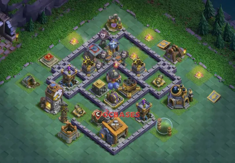 Builder Hall 8 Base -trophy – Layout id: bt7f9 base layout, image 1