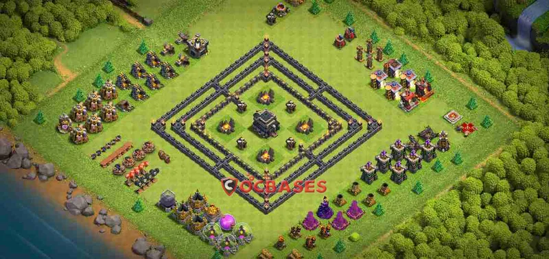 Town Hall 9 Base – Layout id: sfmz3 base layout