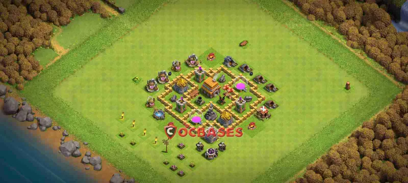 Town Hall 4 Base – Layout id: ff9o5 base layout