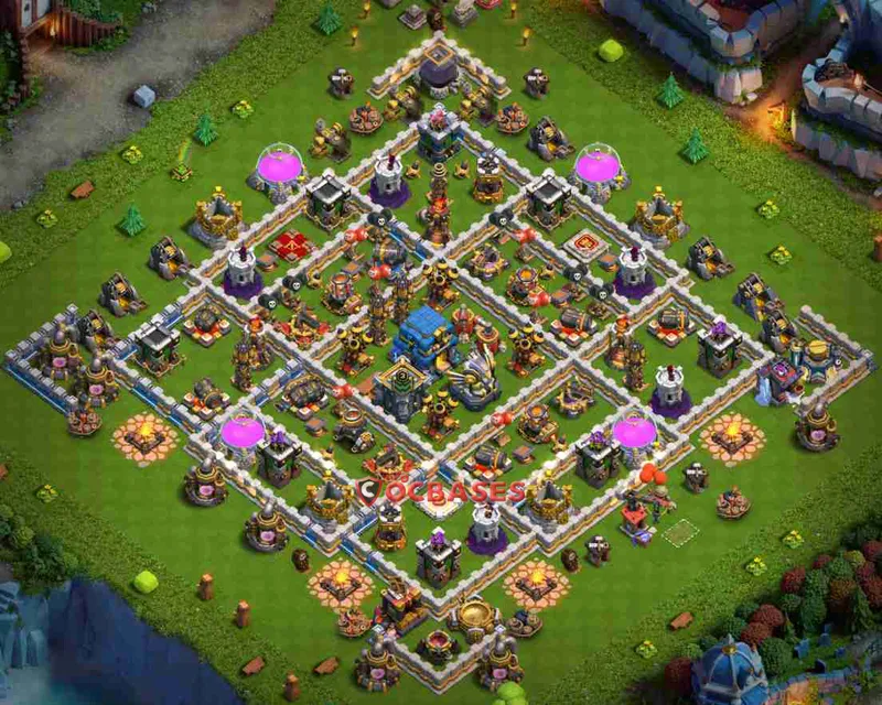 Town Hall 12 Base – Layout id: ysh4h base layout