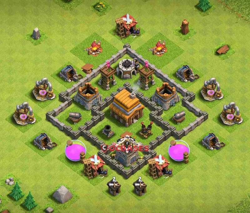 Town Hall 4 Base – Layout id: 87izv base layout
