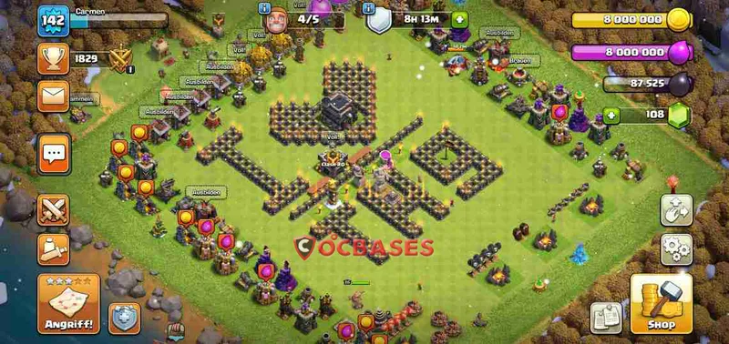 Town Hall 9 Base – Layout id: yv2gd base layout