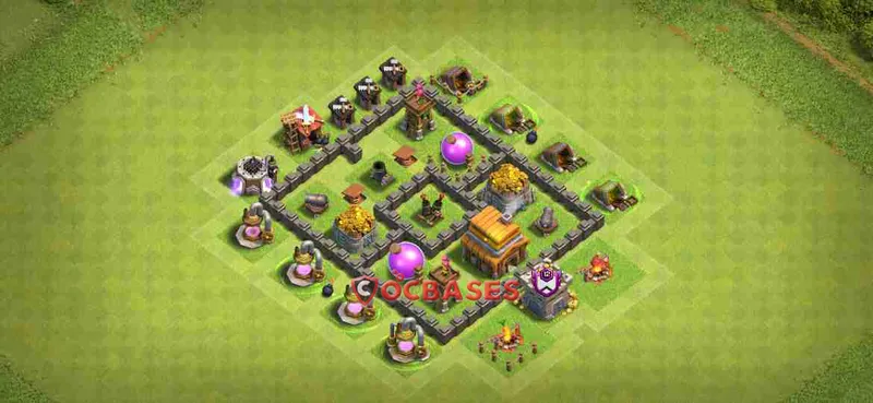Town Hall 4 Base – Layout id: tdzw5 base layout