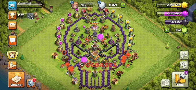 Town Hall 8 Base – Layout id: yf6a9 base layout