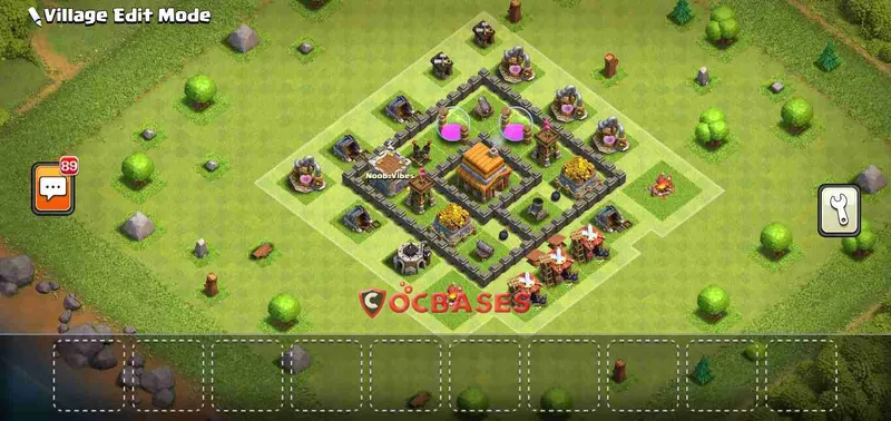 Town Hall 4 Base – Layout id: 82ftv base layout