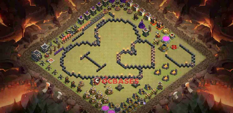 Town Hall 9 Base – Layout id: kpbvj base layout