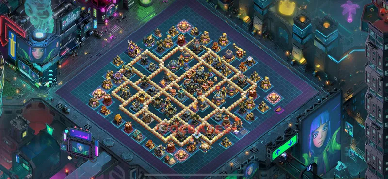 Town Hall 17 Base -trophy – Layout id: fj31h base layout, image 2
