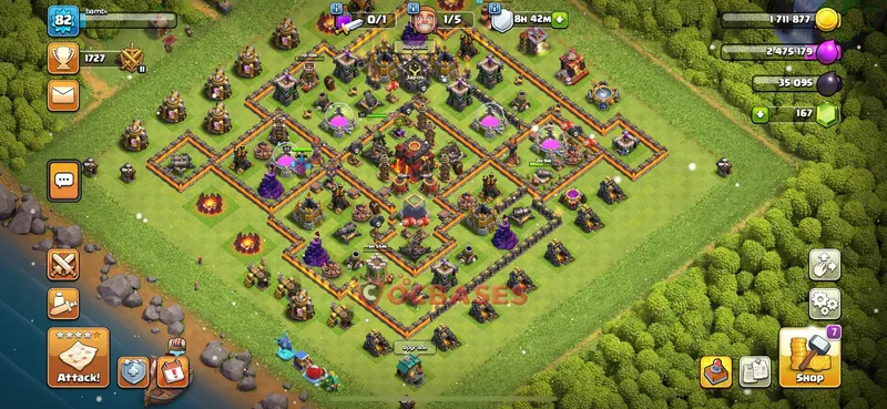 Town Hall 10 Base -trophy – Layout id: 9pz14 base layout, image 2