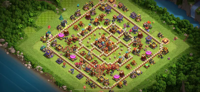 Town Hall 16 Base -hybrid – Layout id: kf63y base layout