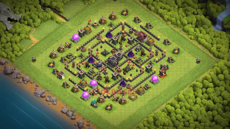Town Hall 9 Base -hybrid – Layout id: 0tgkn base layout