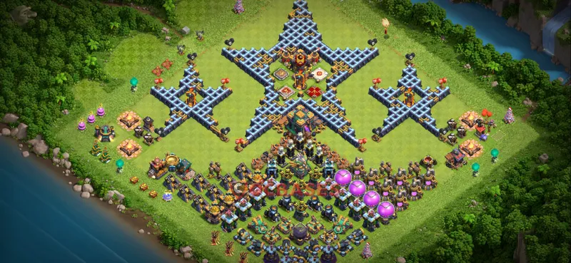 Town Hall 14 Base – Layout id: acxmo base layout