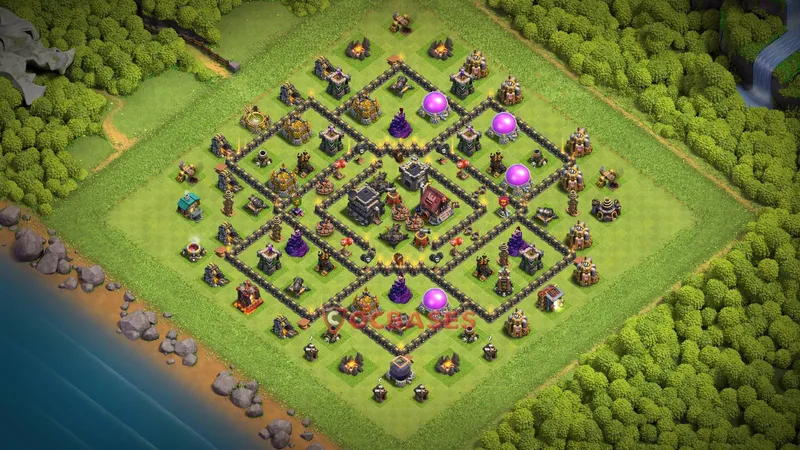 Town Hall 9 Base -hybrid – Layout id: xwrb4 base layout