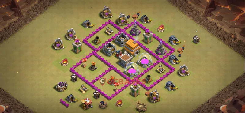 Town Hall 6 Base – Layout id: e0h8b base layout