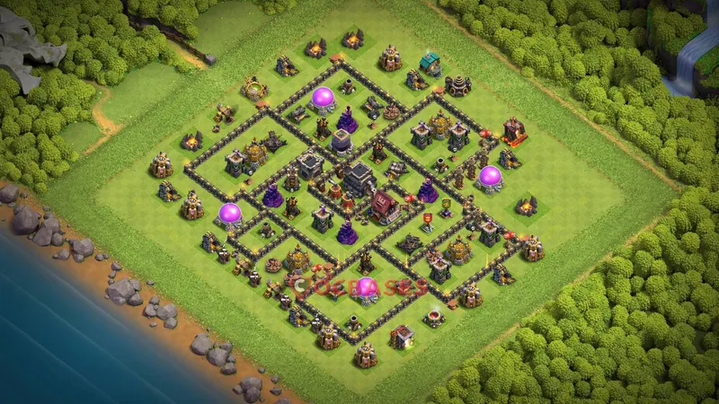 Town Hall 9 Base -trophy – Layout id: eh3be base layout