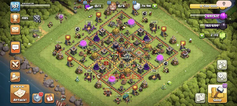 Town Hall 10 Base -hybrid – Layout id: 68veq base layout