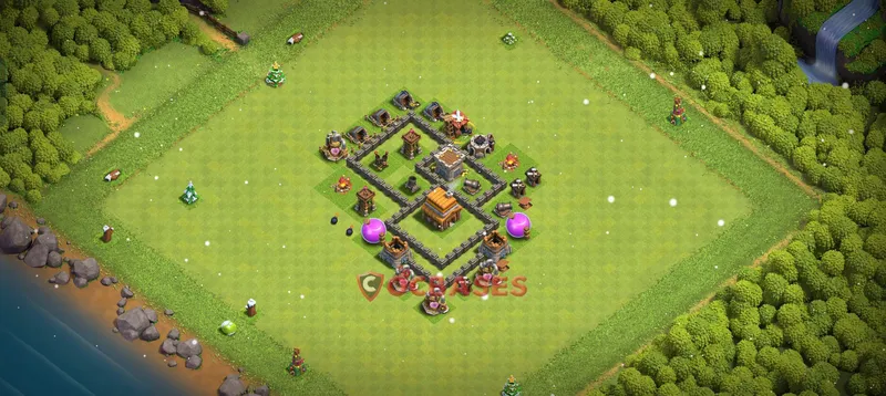 Town Hall 4 Base -trophy – Layout id: lbnmx base layout