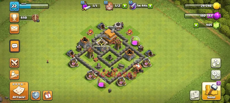 Town Hall 4 Base -trophy – Layout id: h9upe base layout