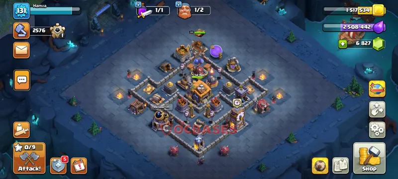 Builder Hall 7 Base -trophy – Layout id: da2w6 base layout, image 1