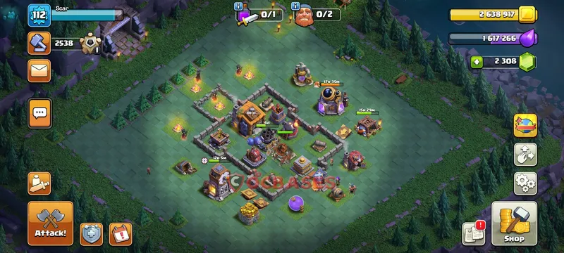 Builder Hall 7 Base -trophy – Layout id: 2ab1p base layout, image 1