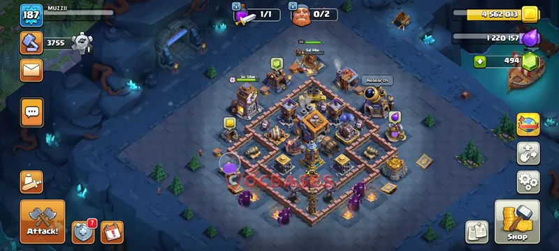 Builder Hall 9 Base -trophy – Layout id: z0k9c base layout, image 2