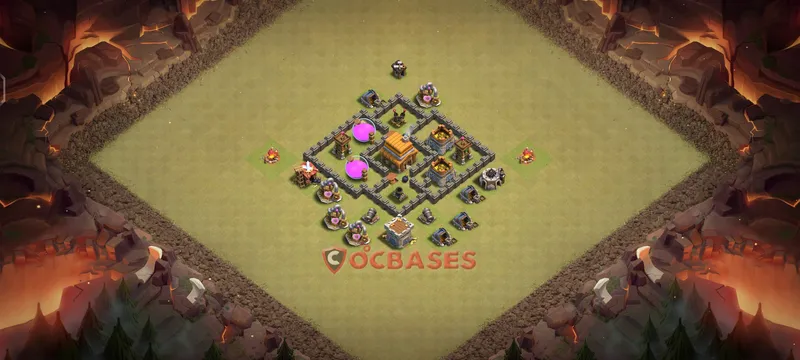 Town Hall 4 Base -war – Layout id: rzds2 base layout