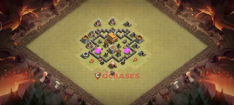Town Hall 4 Base -war – Layout id: 0or1w base layout