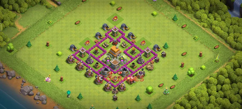 Town Hall 6 Base -trophy – Layout id: ltp4c base layout