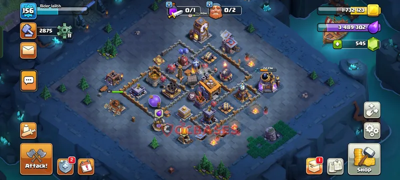Builder Hall 8 Base -trophy – Layout id: afsuh base layout, image 2