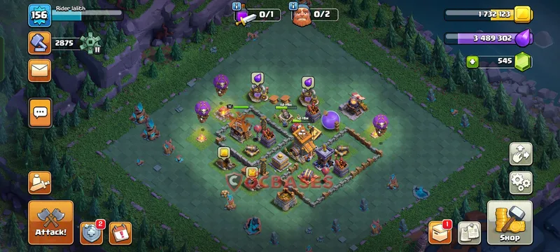 Builder Hall 8 Base -trophy – Layout id: afsuh base layout, image 1