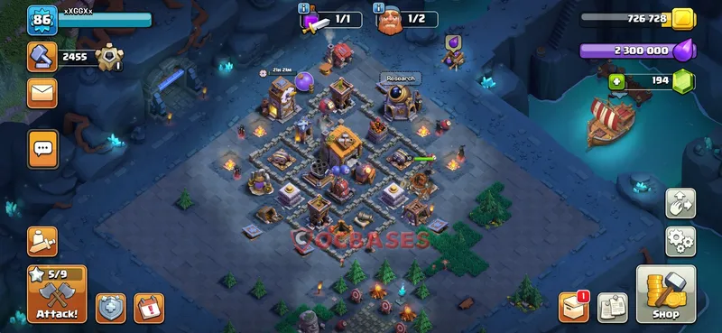 Builder Hall 6 Base -trophy – Layout id: moxwm base layout, image 2