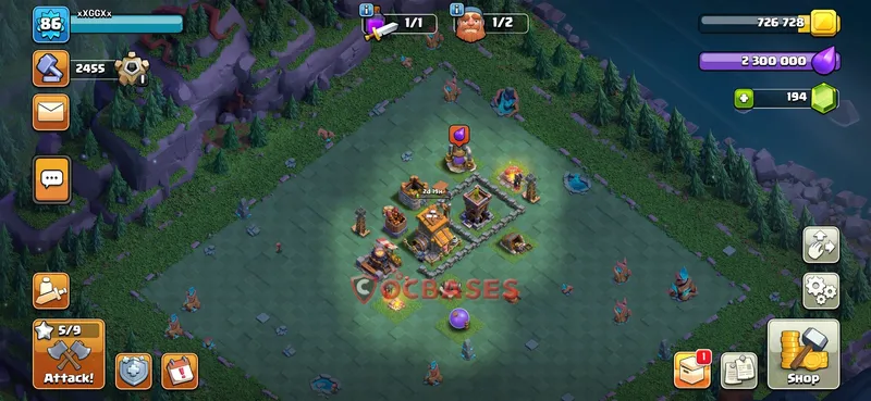 Builder Hall 6 Base -trophy – Layout id: moxwm base layout, image 1
