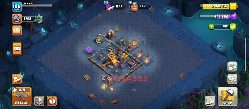 Builder Hall 7 Base -trophy – Layout id: 3vorc base layout, image 2