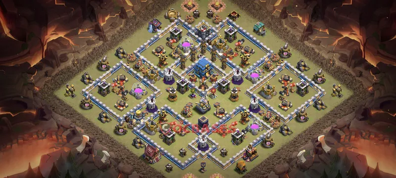 Town Hall 12 Base -war – Layout id: 40kgv base layout, image 1