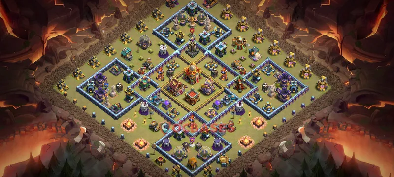 Town Hall 16 Base -hybrid – Layout id: vtlj3 base layout