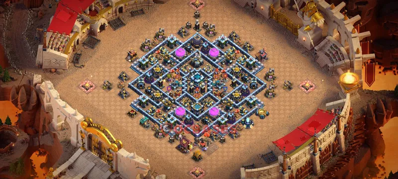 Town Hall 13 Base -hybrid – Layout id: of5b3 base layout