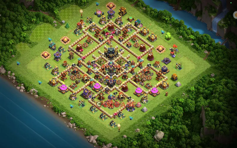 Town Hall 17 Base -trophy – Layout id: qmnky base layout, image 1