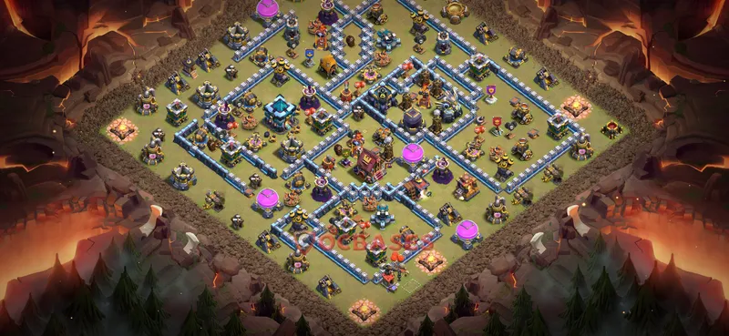 Town Hall 13 Base -war – Layout id: cr3lr base layout, image 1