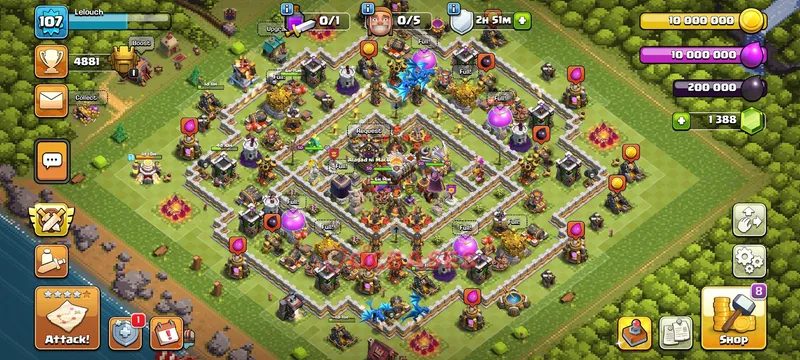 Town Hall 11 Base -trophy – Layout id: lcgu2 base layout