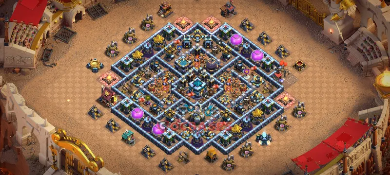 Town Hall 13 Base -hybrid – Layout id: j8pbr base layout
